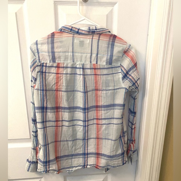 Old Navy pink and blue plaid blouse - Picture 2 of 4